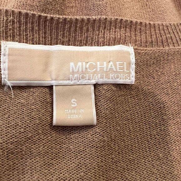 Michael Kors Tan Long Sleeve V Neck Tunic Sweater Size Small - Picture 4 of 4